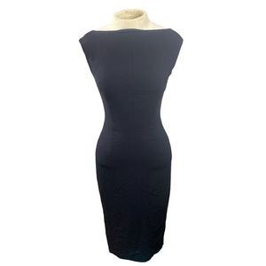 Elise Gug wool ribbon back form fitting dress midi length sz 36 eu 4 us euc